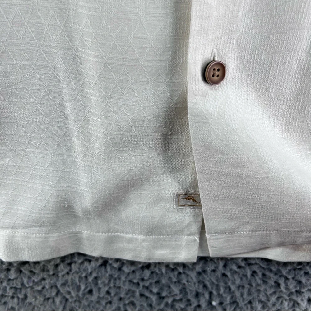 Tommy Bahama Silk Embroidered Shirt XL Triple Surfboards Palm Trees Island Life - Picture 8 of 12